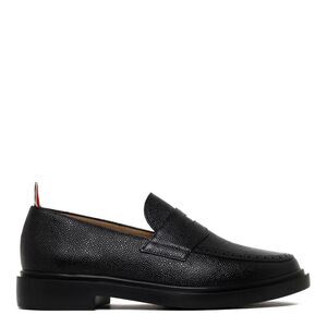 THOM BROWNE Pebble Grain Loafers with Signature Strip Detail Men BLACK Sandals